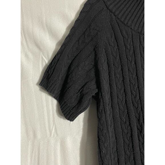 Lane Bryant 14/16w Long Black Cotton Blend Knit Cardigan Sweater Short Sleeve - Picture 3 of 10
